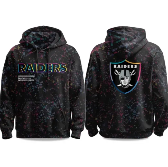 2025 Raiders Crucial Catch3D All Over Printed Hoodie