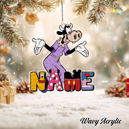 Discover Mickey And Friends Clarabelle Cow Christmas Ornament, Disney Clarabelle Cow Acrylic Ornament, Custom Mickey And Friends Ornament, TGOA540