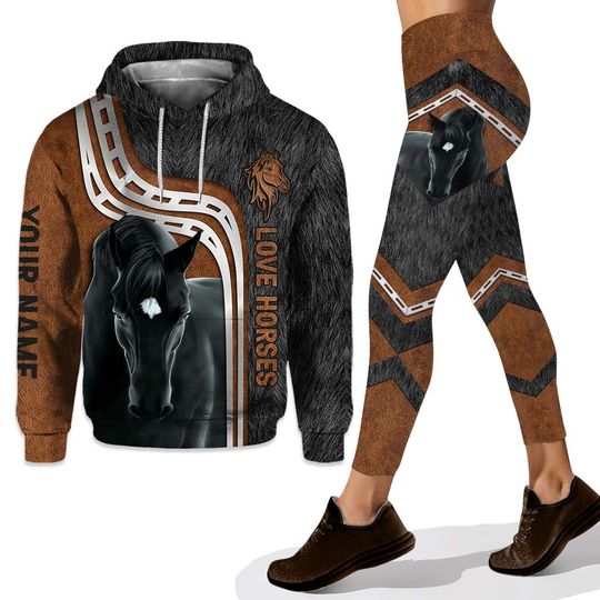 Discover Love Horses - Personalized Hoodie and Leggings With 3D Pattern Print