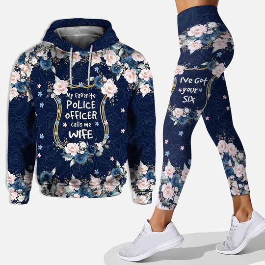 Discover My Favorite Blue Roses - Personalized Police Officer Hoodie and Leggings
