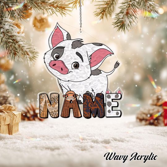 Discover Disney Moana Pua Christmas Acrylic Ornament, Custom Name Christmas Ornament