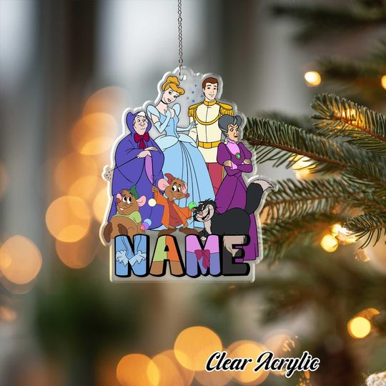 Discover Cinde Princess Acrylic Ornament, Disney Fairy Godmother Keepsake, Custom Glass Slipper Decor, Christmas Magic Gift