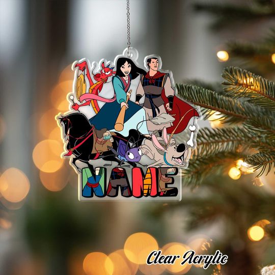 Discover Mulan Mushu Shang Acrylic Ornament, Disney Hero Warrior Keepsake, Custom Name Dragon Decor