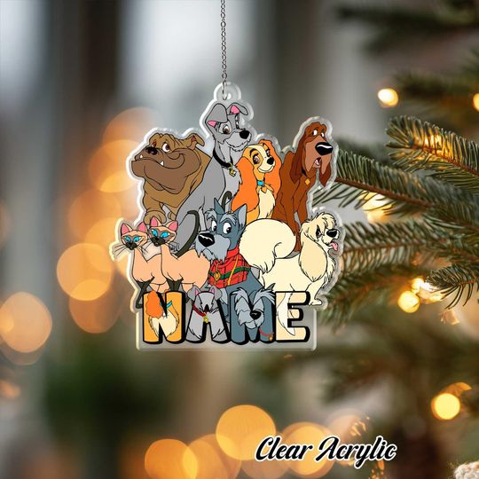 Discover Lady and the Tramp Dog Ornament, Disney Classic Romance Keepsake, Custom Name Animal Gift
