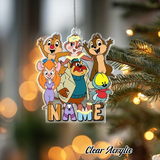 Discover Chip N Dale Characters Ornament, Disney Cartoon Keepsake Decor, Custom Name Animal Friend Gift, Unique Classic TV Holiday Keepsake, VTB353