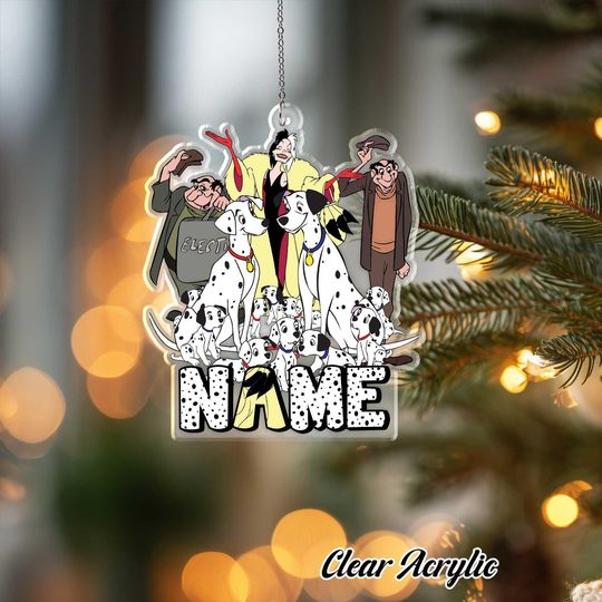 Discover 101 Dalmatians Cruella De Vil Ornament, Disney Dog Puppy Keepsake Decor, Custom Name Villain Gift, Unique Dalmatian Xmas Ornament, NVA742