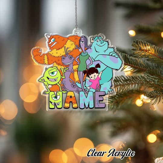 Discover Monsters Inc Sulley Mike Ornament, Disney Pixar Movie Keepsake Decor, Custom Monster Gift, Unique Cute Monster Holiday Ornament, VTB362