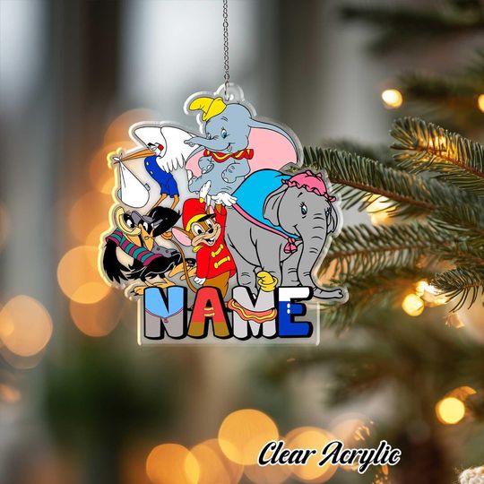 Discover Dumbo Elephant Circus Ornament, Disney Mrs Jumbo Keepsake Decor, Custom Timothy Mouse Gift, Unique Animal Lover Holiday Decor Idea, NVA734