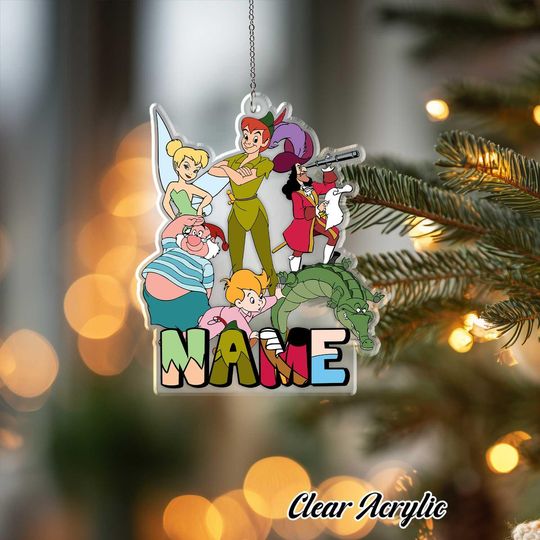 Discover Peter Pan Captain Hook Tinkerbell Ornament, Disney Neverland Keepsake Decor, Custom Name Flying Gift, Unique Adventure Xmas Ornament, NVA739