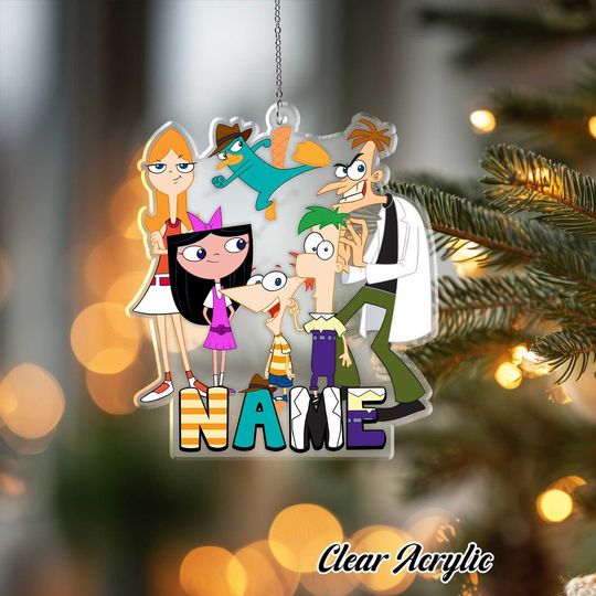 Discover Perry The Platypus Agent P Ornament, Disney Phineas and Ferb Decor, Custom Name Cartoon Keepsake, Unique Superhero Holiday Gift Idea, VTB385