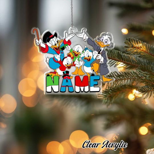 Discover Duck Tales Family Ornament, Disney Scrooge McDuck Nephews Keepsake Decor, Custom Adventure Gift, Unique Cartoon Theme Xmas Ornament, VTB383