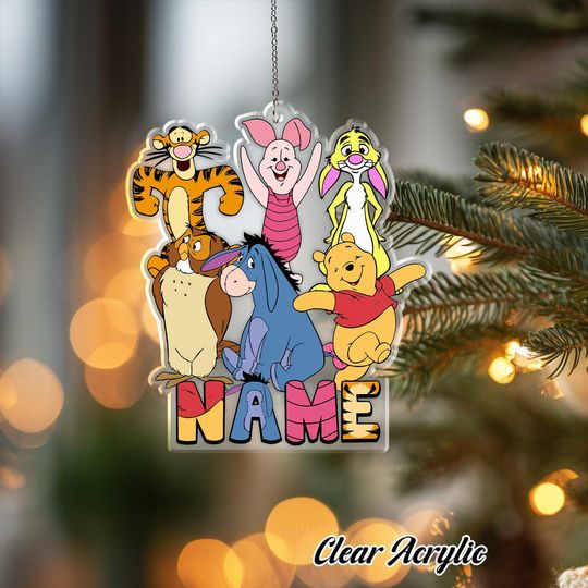 Discover Winnie The Pooh Piglet Ornament, Disney Hundred Acre Wood Keepsake Decor, Custom Eeyore Gift, Unique Classic Cartoon Xmas Decor, VTB366