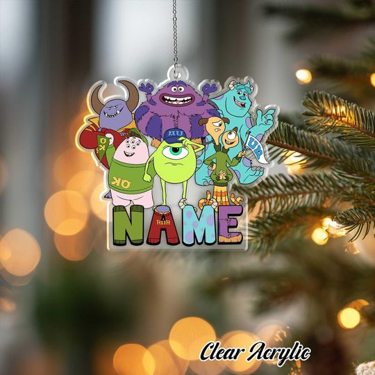 Discover Monsters University Mike Sulley Ornament, Disney Pixar College Keepsake Decor, Custom Name Monster Gift, Unique Funny Xmas Ornament, VTB363