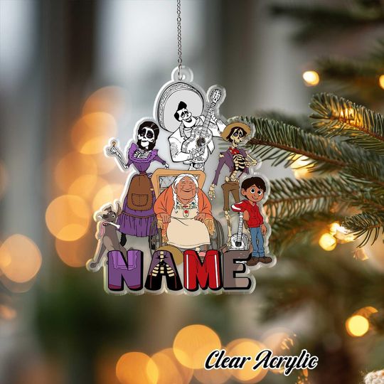 Coco Skeleton Ornament, Pixar Land of the Dead Keepsake, Custom Name Music Gift, Day of the Dead Holiday Decor