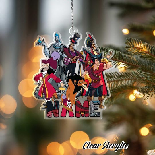 Discover Disney Villains Acrylic Ornament Jafar Hades Captain Hook Custom Name Dark Force Holiday Decor