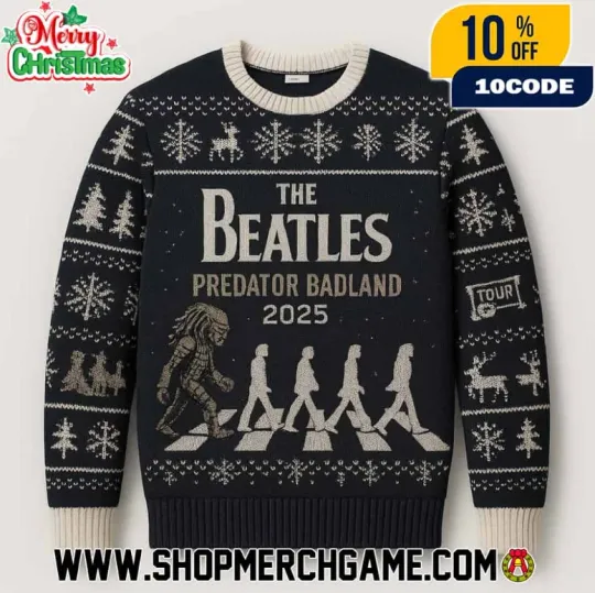 The Beatles X Predator Badland 2025 Ugly Christmas Sweater Abbey Road