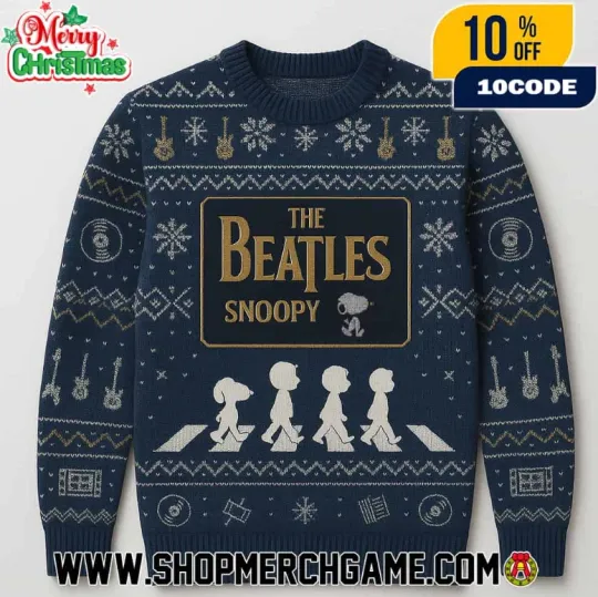 Discover The Beatles Snoopy Abbey Road Ugly Christmas Sweater