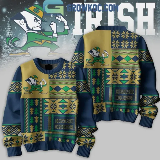 Discover No*tre Dame Fighting Irish Season Greeting Merry Christmas 2025 Ugly Sweater