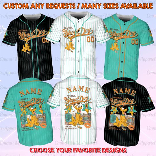 Discover Mickey and Friends Pluto Show Dog Baseball Jersey, Disney Pluto Show Dog Athletic Top, Disney Family Trip 2025 Shirt