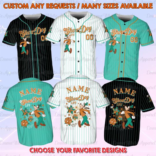 Discover Disney Mickey and Friends Goofy Show Dog Jersey, Kids Cartoon Birthday Shirt