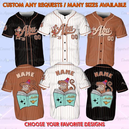 Discover Aladdin Abu Sidekick Monkey Baseball Jersey, Disney Abu Monkey Friend Shirt, Fantasy Cast Birthday Jersey