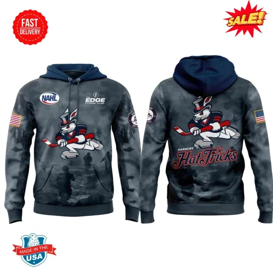 Danbury Hat Trick Military Appreciation Night 2025 3D Hoodie