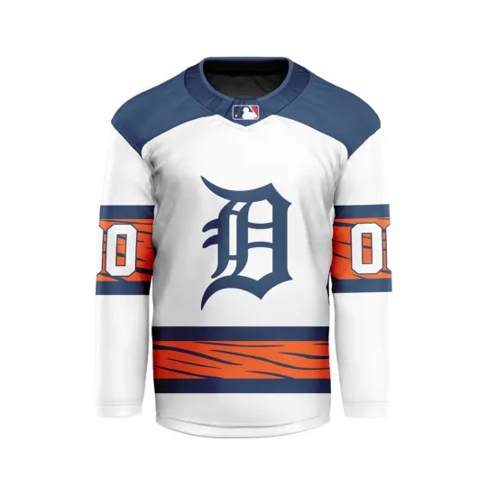 Discover Personalized Detroit Tigers Away Hockey Shirt Men's Fan Gear Christmas Gift