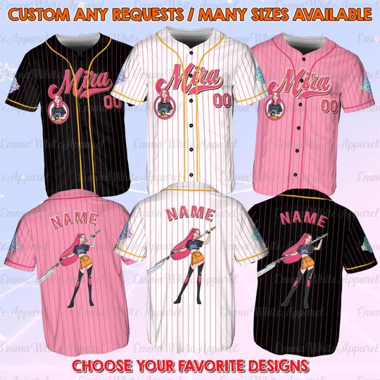 Discover Mira Warrior Baseball Jersey, Space Hunter Anime Fan Shirt, Kpop Inspired Solo Character Gift Shirt, Custom Name Girl Group Galactic Shirt