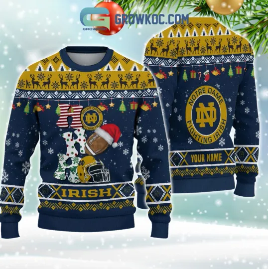 Discover Personalized No*tre Dame Fighting Irish Ncaa Ho Ho Ho Ugly Sweater