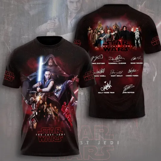 Discover Star Wars 50th Anniversary Characters Signature T-shirt 3D Apparel