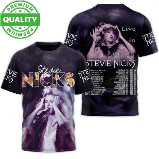 Stevie Nicks Tour 2023 US Tour 3D AOP T-shirt Black Unisex