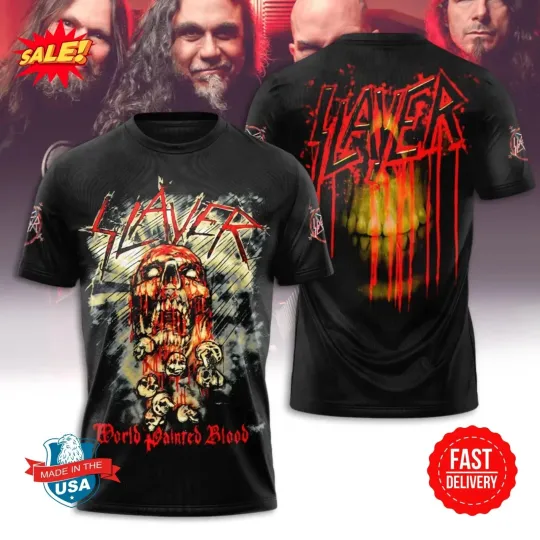 Discover Slayer 3D T-Shirt Heavy Metal Band Graphic Print Rock Music Tee