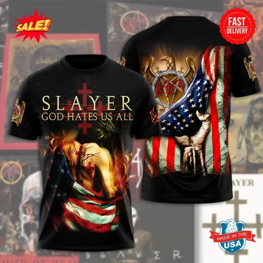 Discover Slayer 3D Graphic T-Shirt Heavy Metal Band Tee Rock Music Merch