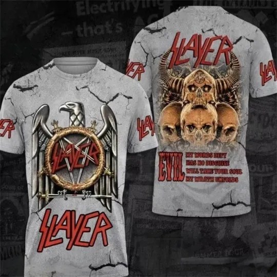 Discover Popular Metal Rock Band Slayer 3D Print T-shirts Adults
