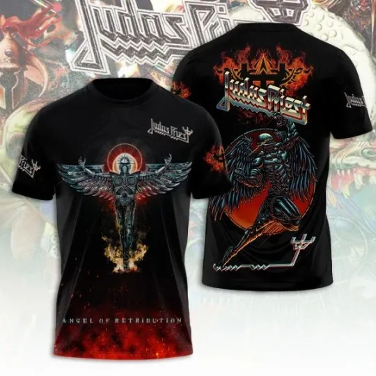 Merry Christmas Judas Priest 3D shirt, AOP Polyester Unisex