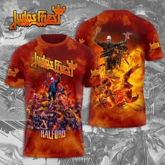 Discover Merry Christmas Judas Priest 3D shirt, AOP Polyester Unisex