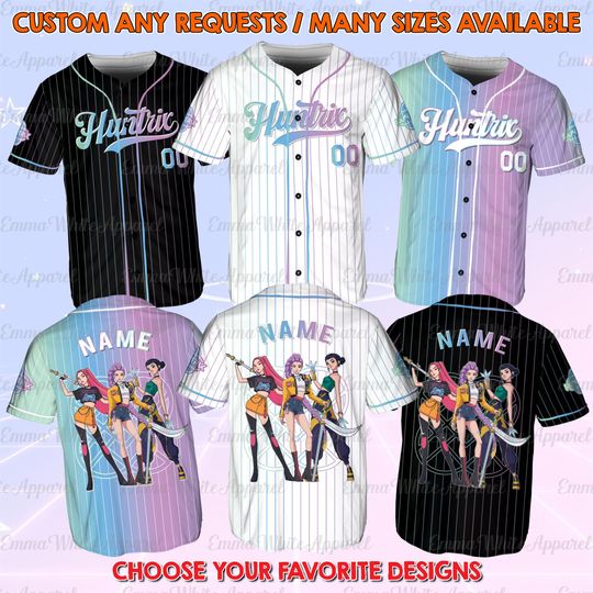 Discover Rumi Mira Zoey Warrior Baseball Jersey, Anime Girl Team Shirt, Galactic Hunter Fan Gift, Custom Kpop Style Jersey