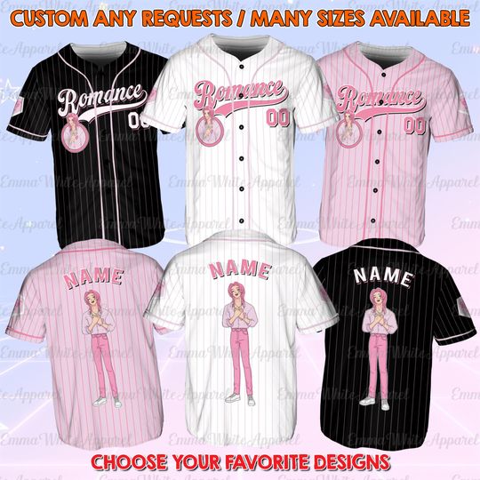 Discover Romance Kpop Inspired Baseball Jersey, Idol Fictional Character Fan Jersey, Anime Visual Boy Band Gift Shirt, Kpop Style Dancer Jersey