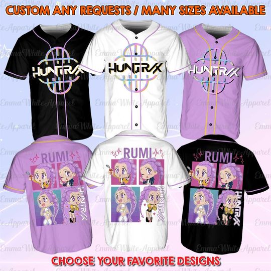 Discover Demon Rumi Chibi Baseball Jersey, Idol Girl Kpop Fan Shirt, Fictional Girl Band Jersey
