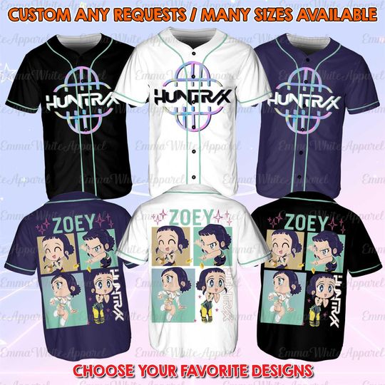 Discover Demon Zoey Chibi Baseball Jersey, Kpop Girl Group Cosplay Shirt, Fan Cartoon Style Idol Jersey