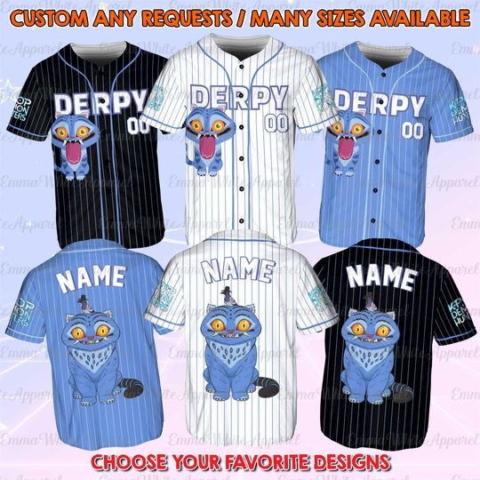 Derpy Blue Cat Baseball Jersey, Tiger Costume Adult Shirt, Kpop Idol Character Cosplay Shirt, Halloween Animal Face Fan Gift