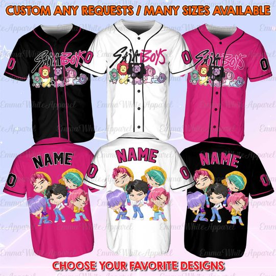 Discover Kpop Boy Band Baseball Jersey, Chibi Anime Group Fan Shirt, Idol Fictional Team Birthday Gift, Kpop Style Dancer Jersey