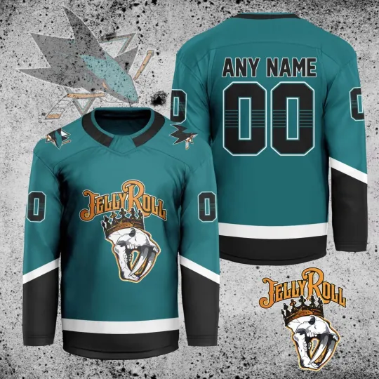 Discover Personalized San Jose Sharks X Jelly Roll Hockey Shirt Men's Fan Gear Xmas Gift