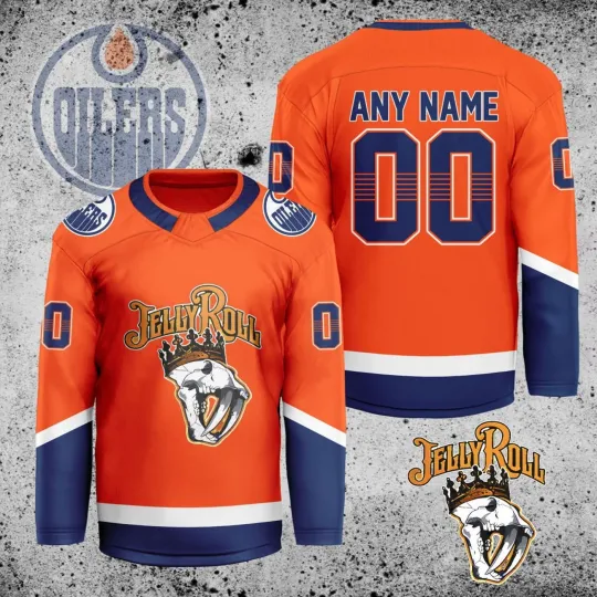 Discover Personalized Edmonton Oilers X Jelly Roll Hockey Shirt Men's Fan Gear Xmas Gift