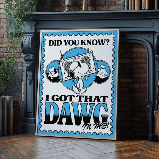 Discover Vintage Stamp Dog Poster - Motivational Wall Art for Any Room - Snoopy Textured Print