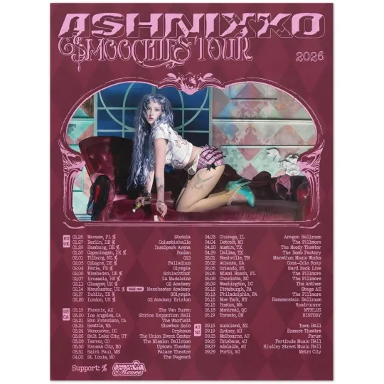 Ashnikko Smooches Tour 2026 Poster – Official Concert Wall Art, Pop Punk Music