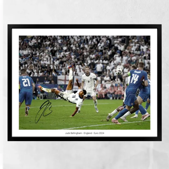 Jude Bellingham Signed Print Poster England 2024 Home Shirt Euro 2024 Gift #1