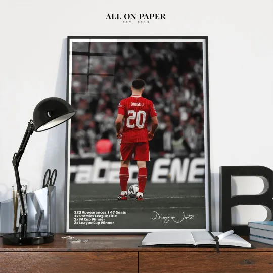 Discover Diogo Jota Liverpool Tribute 2025 Signed Framed Vertical Poster