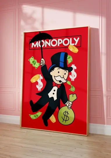 Monopoly Man Poster Print Wall Art Framed Home Decor Money Poster Artwork for Living Room