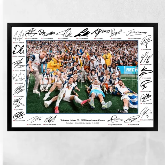Discover Tottenham Hotspur Europa League 2025 Framed Signed Poster